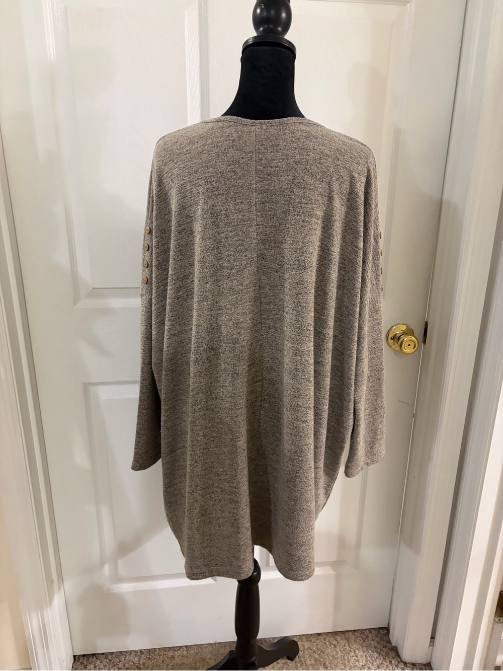 Clara Sun Woo tunic top shirt oversized gray button detail women’s large boho - Picture 4 of 8